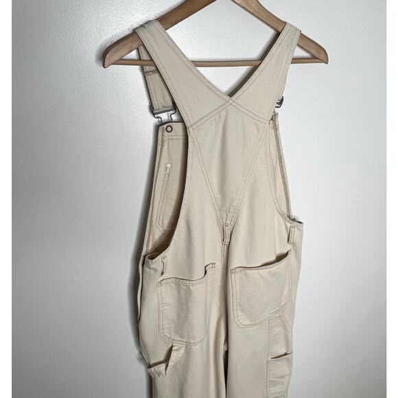 Boyish The Kenny Relaxed Overalls Womens Small Beige Pockets Cotton Neutral - Picture 11 of 16